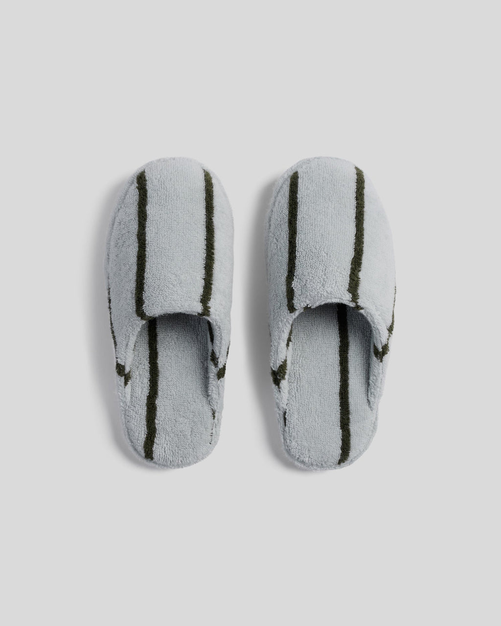 Turkish Cotton Stripe Slippers (Sky with Evergreen)