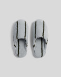 Turkish Cotton Stripe Slippers (Sky with Evergreen)