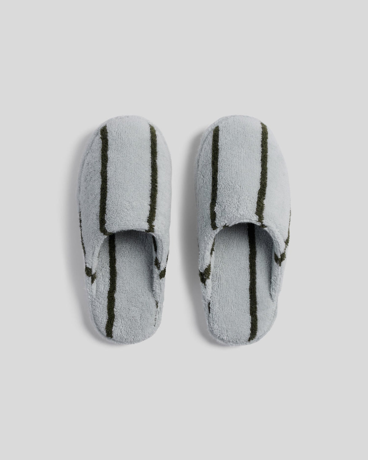 Turkish Cotton Stripe Slippers (Sky with Evergreen)